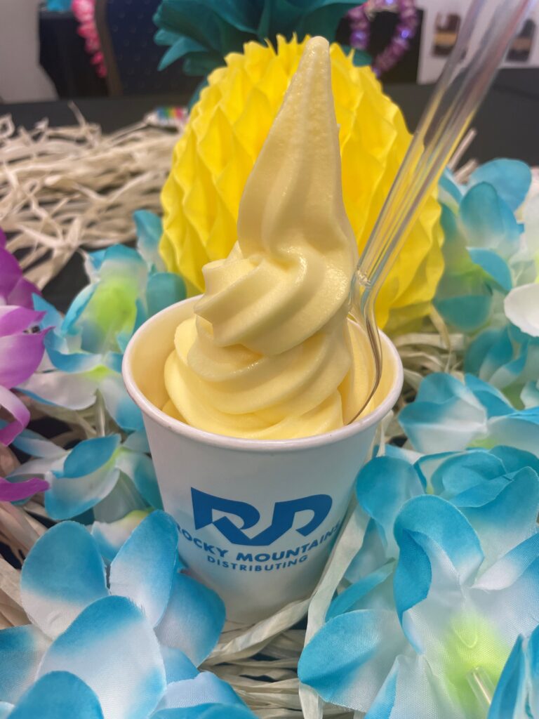 RMD dole whip in a cup with Hawaii table 