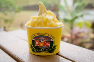 Dole Whip soft serve dessert in Dole Plantation in Hawaii